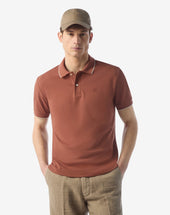 Polo Con Bottoni Terra Bruciata In Piquet Di Cotone Compact