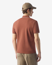 Polo Con Bottoni Terra Bruciata In Piquet Di Cotone Compact