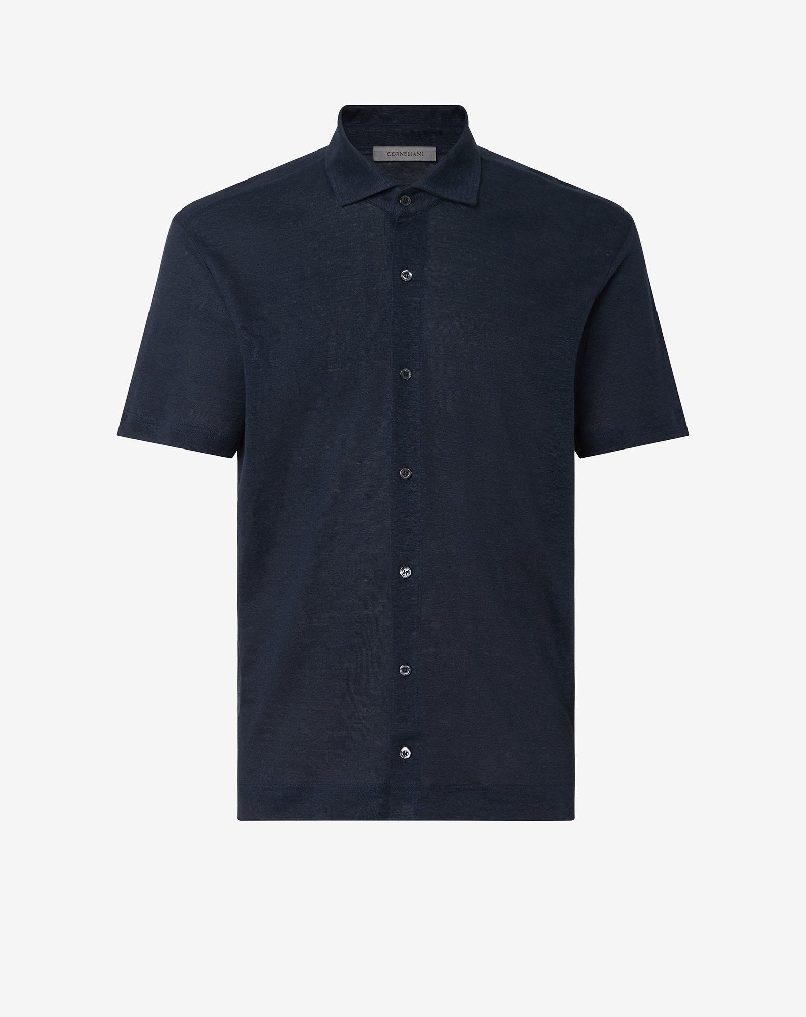 Polo Shirt Navy In Lino