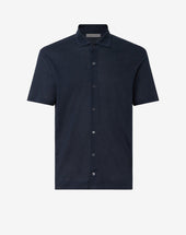 Polo Shirt Navy In Lino