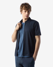 Polo Shirt Navy In Lino