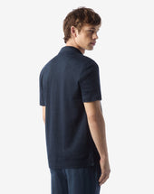 Polo Shirt Navy In Lino