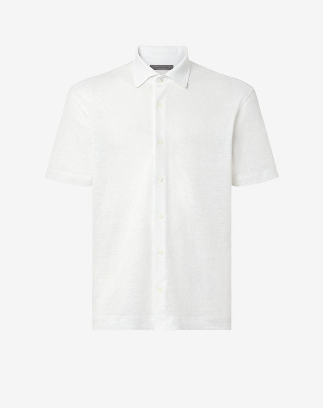 Polo Shirt Bianca In Lino