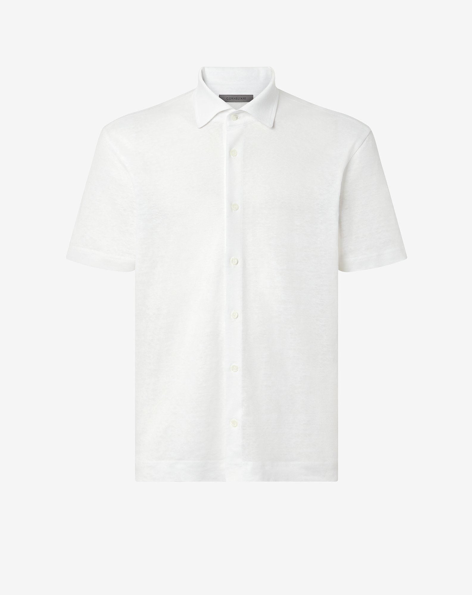 Polo shirt bianca in lino