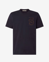 Sweater Girocollo Navy In Jersey Di Cotone