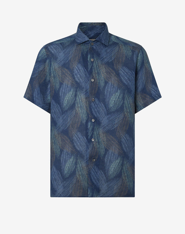 Shirt nei toni del blu in puro lino