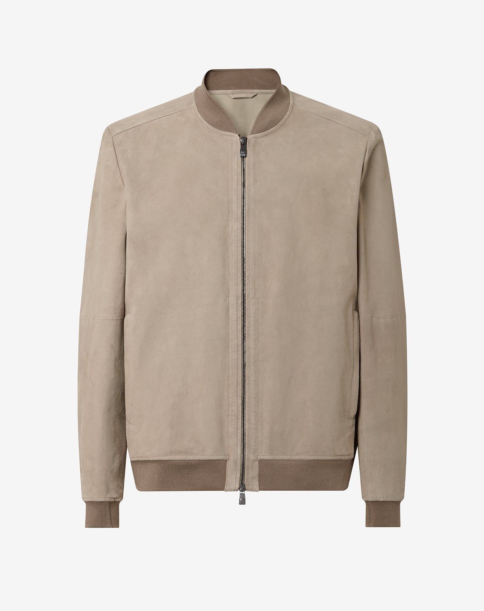 Bomber sfoderato greige in suede
