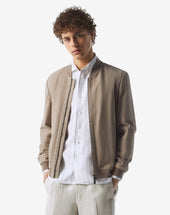 Bomber Sfoderato Greige In Suede