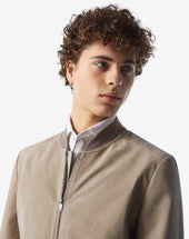 Bomber Sfoderato Greige In Suede