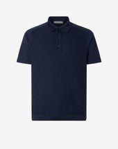 Polo con bottoni blu navy in cotone Pima