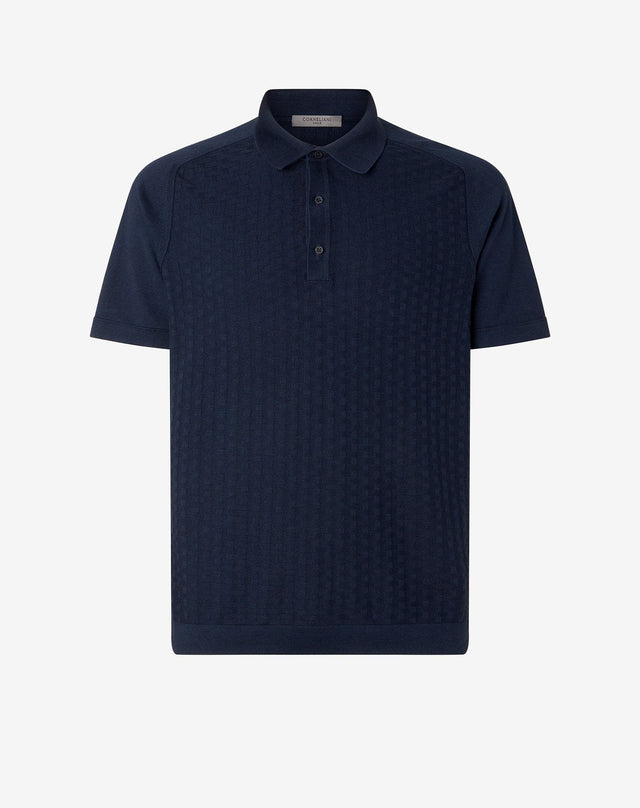 Polo con bottoni blu navy in cotone Pima