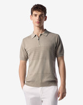 Polo Color Sabbia Con Zip In Cotone Pima