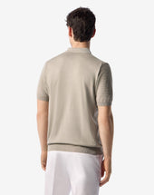 Polo Color Sabbia Con Zip In Cotone Pima
