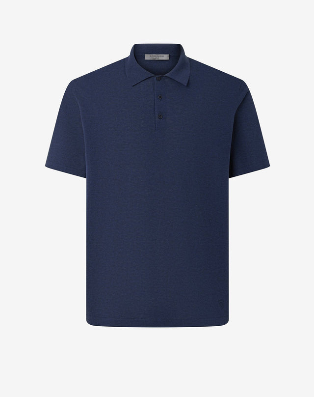 Polo blu con bottoni in ice Pima cotton
