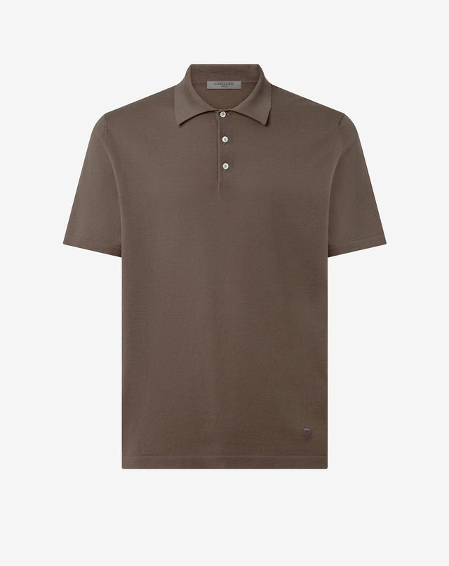 Polo marrone con bottoni in ice cotton