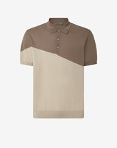 Polo Con Bottoni Noce Neutro In Ice Cotton