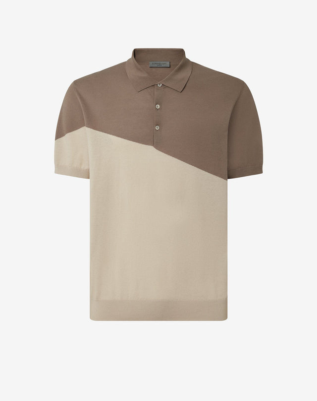 Polo Con Bottoni Noce Neutro In Ice Cotton