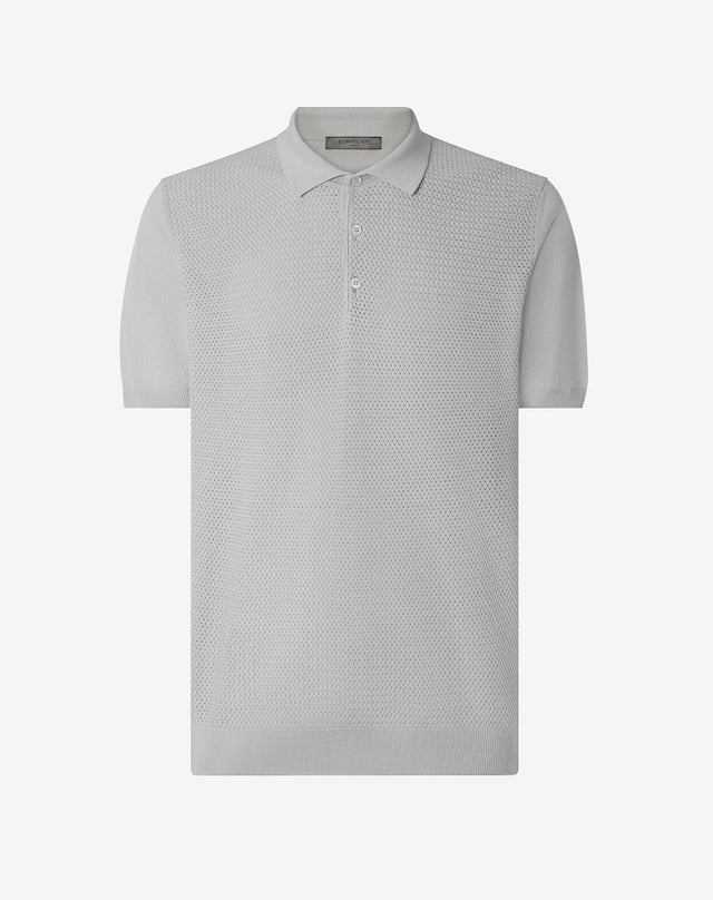 Polo Con Bottoni Grigia In Cotone Pima