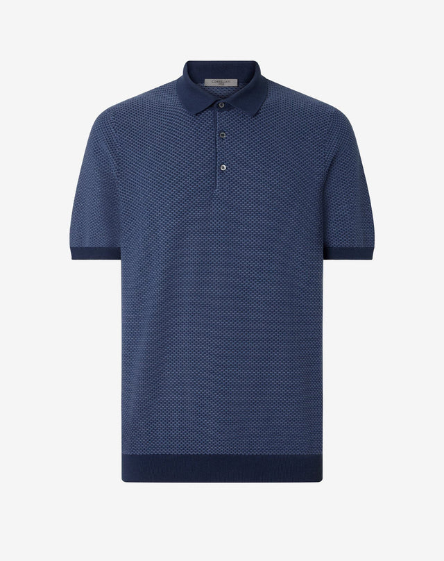 Polo con bottoni blu chiaro in cotone egiziano