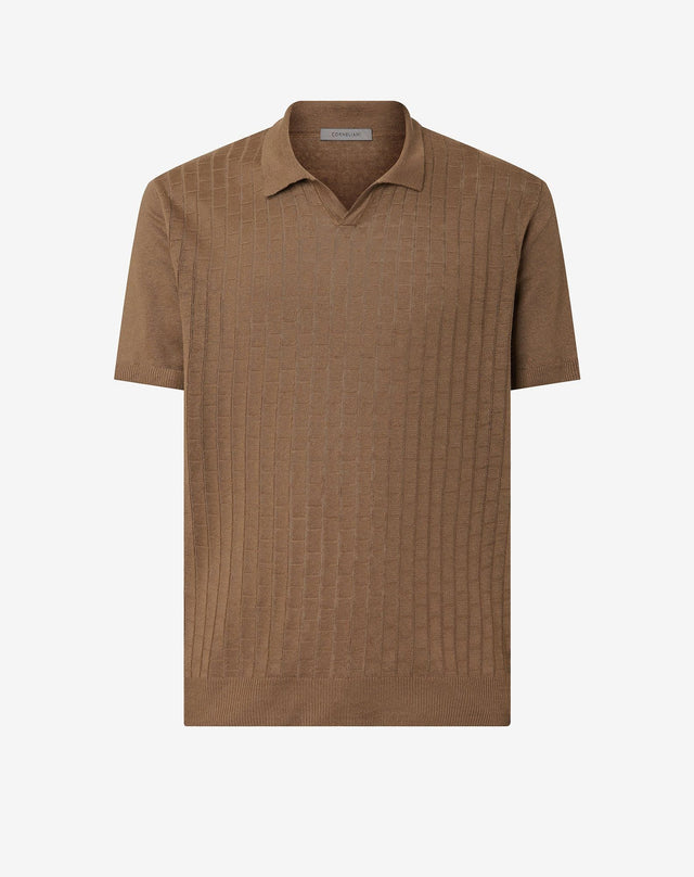 Polo marrone in puro lino