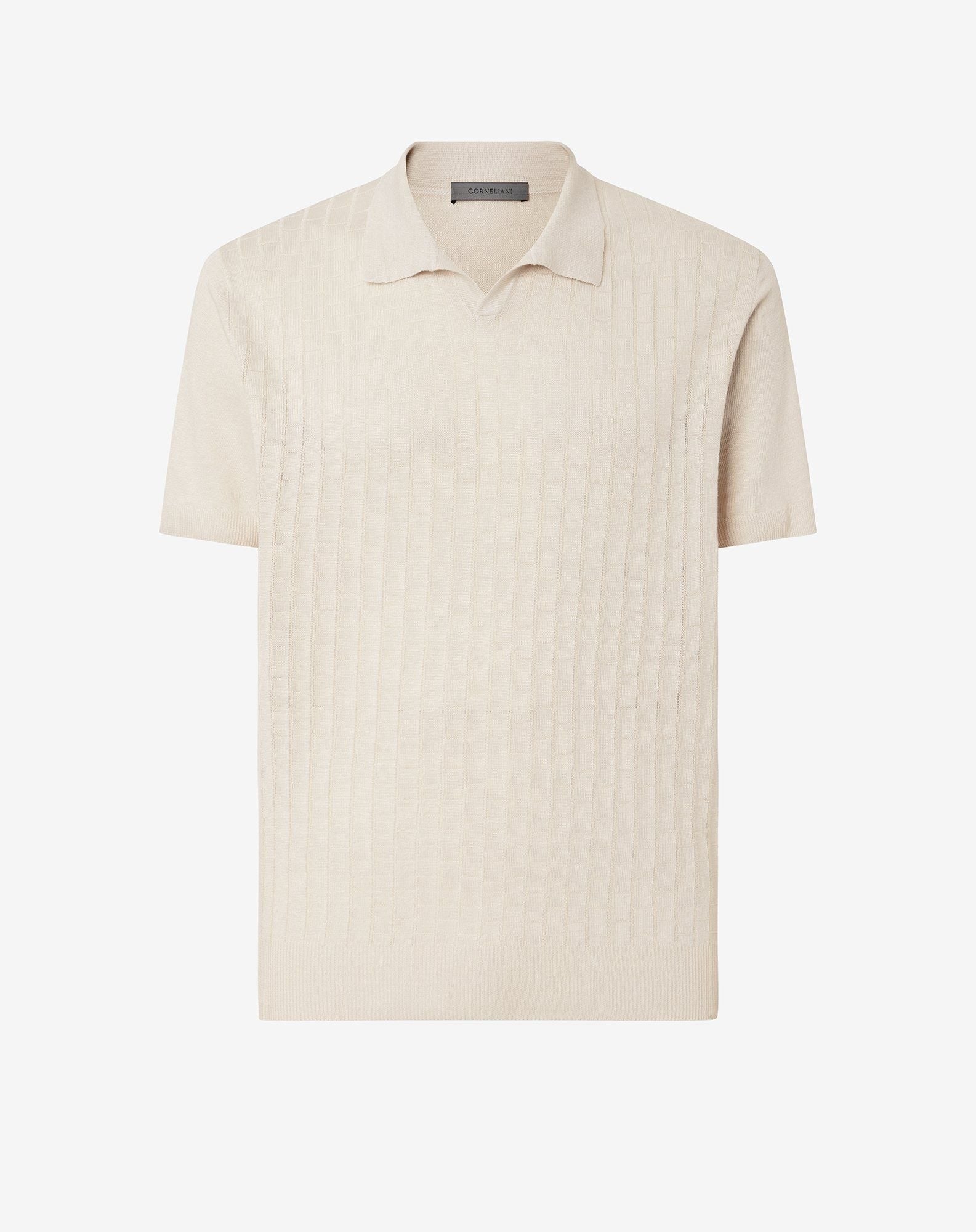 Polo Color Sabbia In Puro Lino