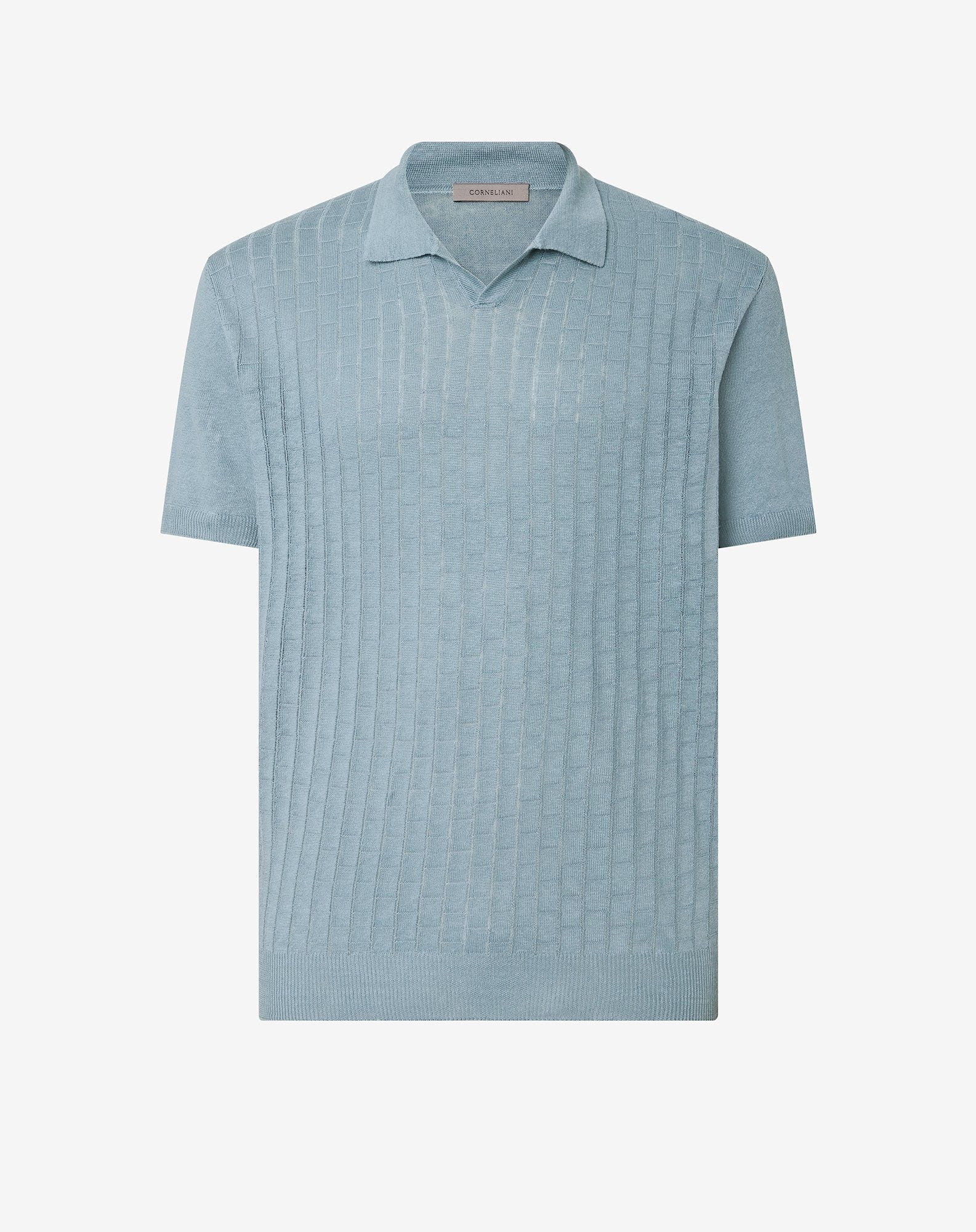 Polo Azzurra In Puro Lino