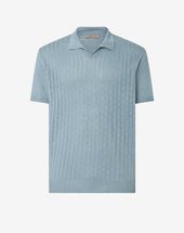 Polo azzurra in puro lino