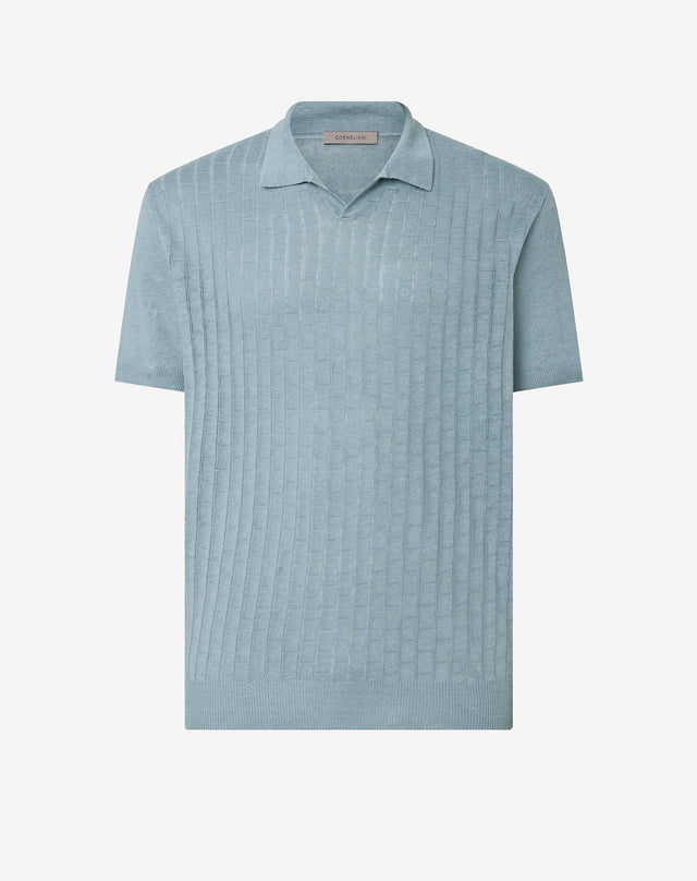 Polo azzurra in puro lino