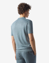 Polo Azzurra In Puro Lino