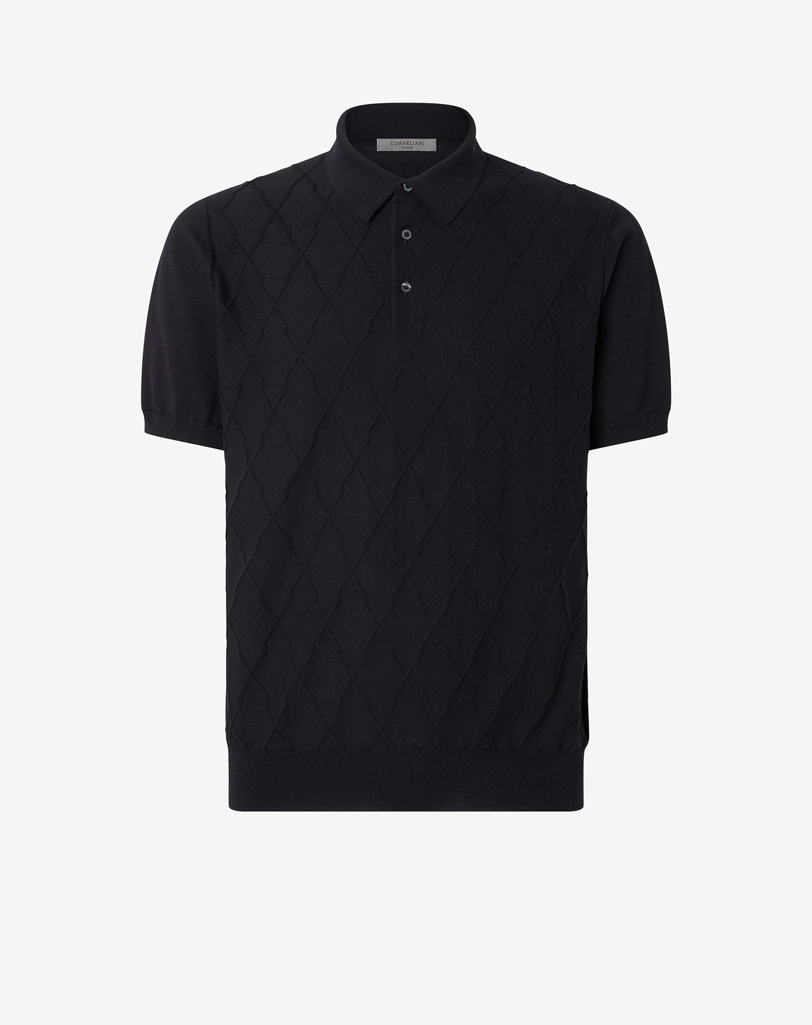 Polo con bottoni blu navy in cotone organico