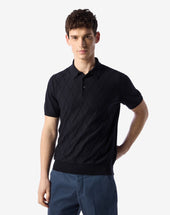 Polo Con Bottoni Navy In Cotone Organico