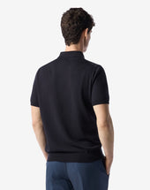 Polo Con Bottoni Navy In Cotone Organico
