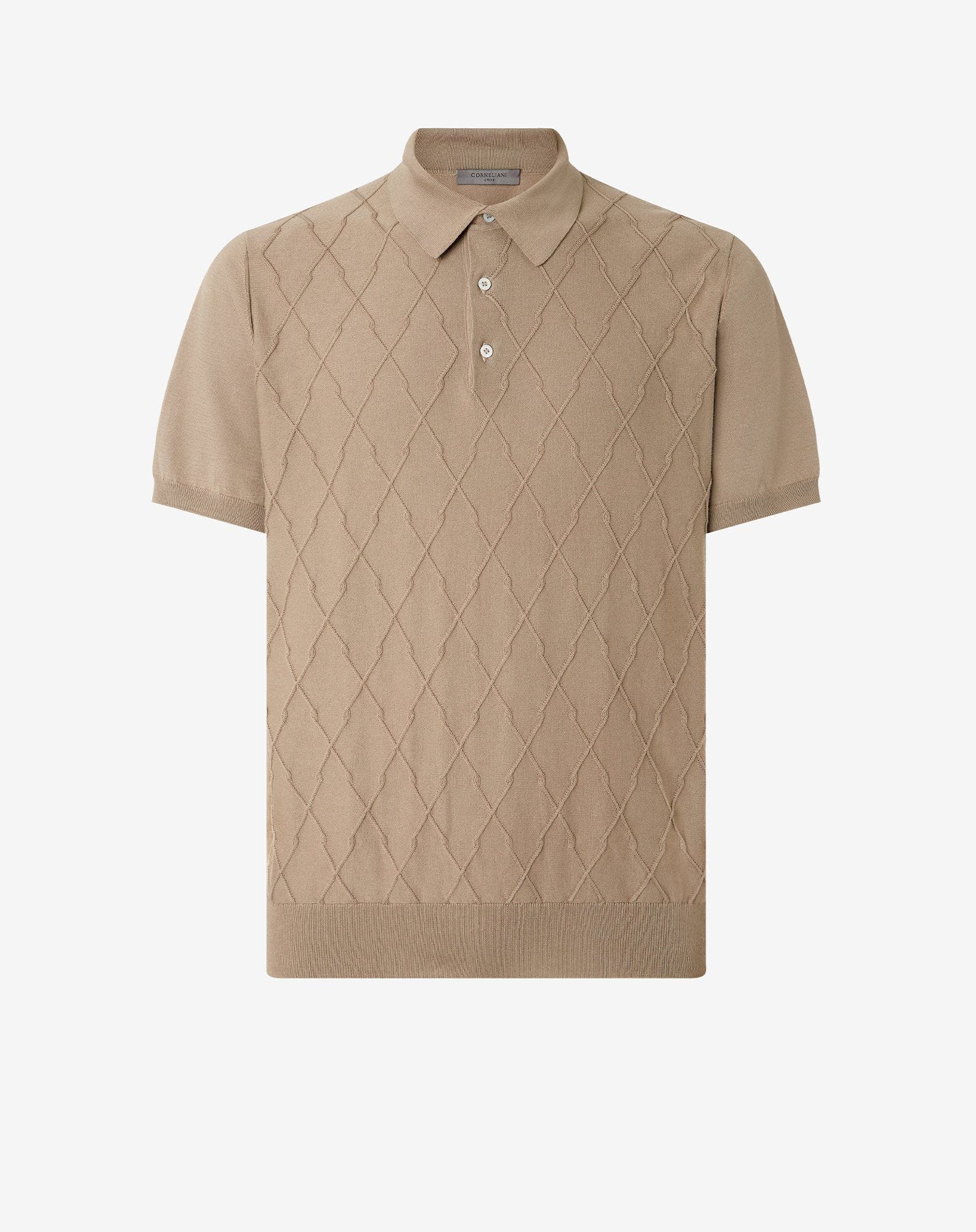 Polo Con Bottoni Beige In Cotone Organico