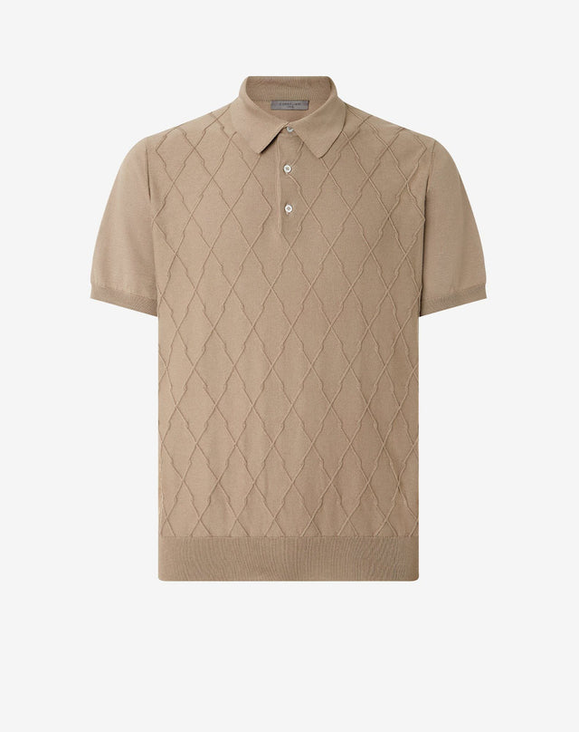Polo Con Bottoni Beige In Cotone Organico