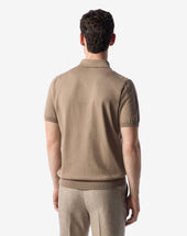 Polo Con Bottoni Beige In Cotone Organico