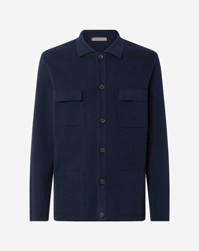 Shirt blu in sweater di cotone