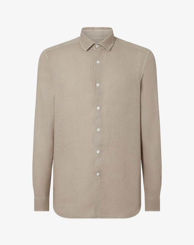 Shirt beige in puro lino