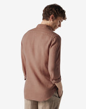 Shirt Color Ruggine In Puro Lino