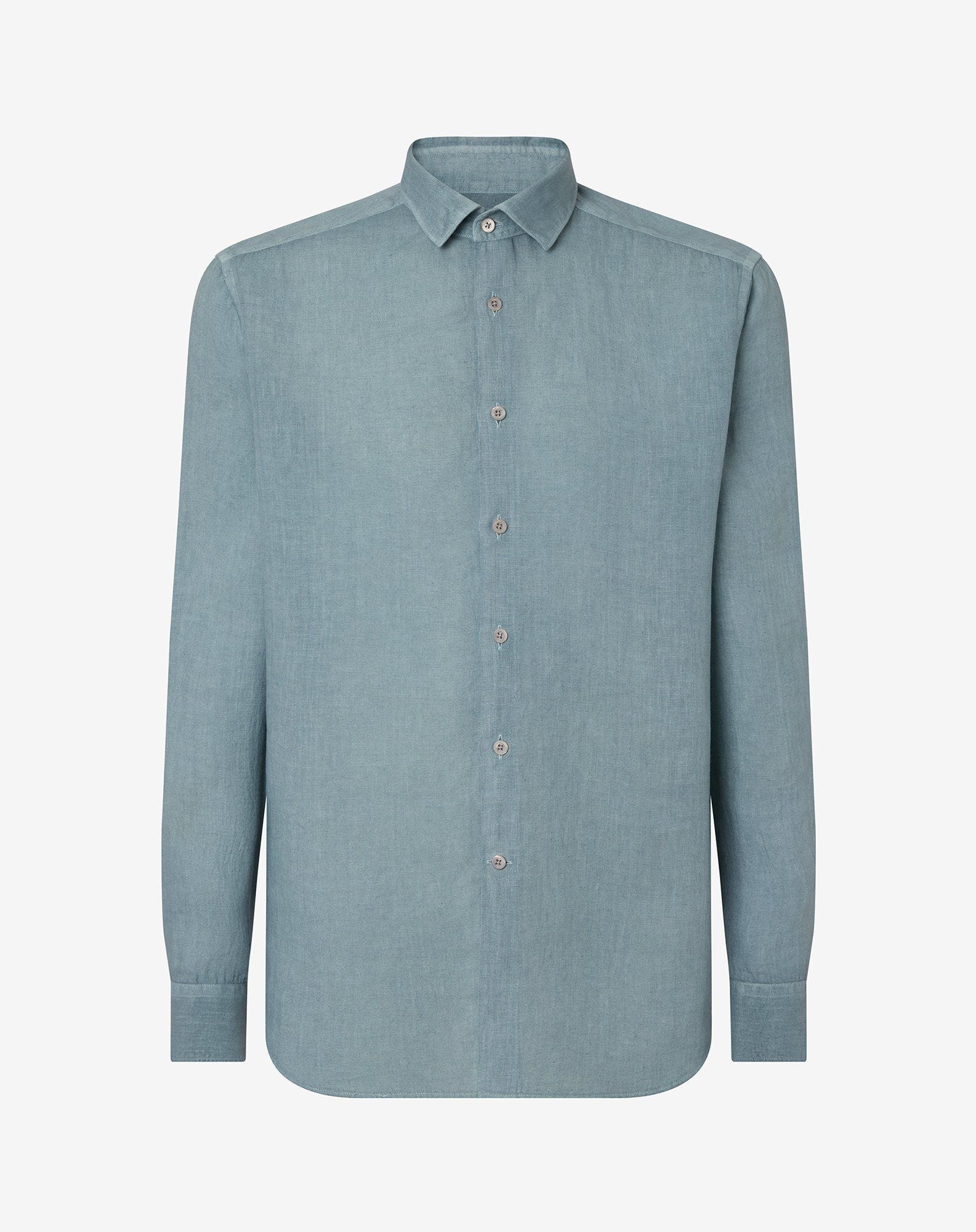 Shirt verde acqua in puro lino