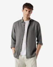 Shirt Grigia In Puro Lino