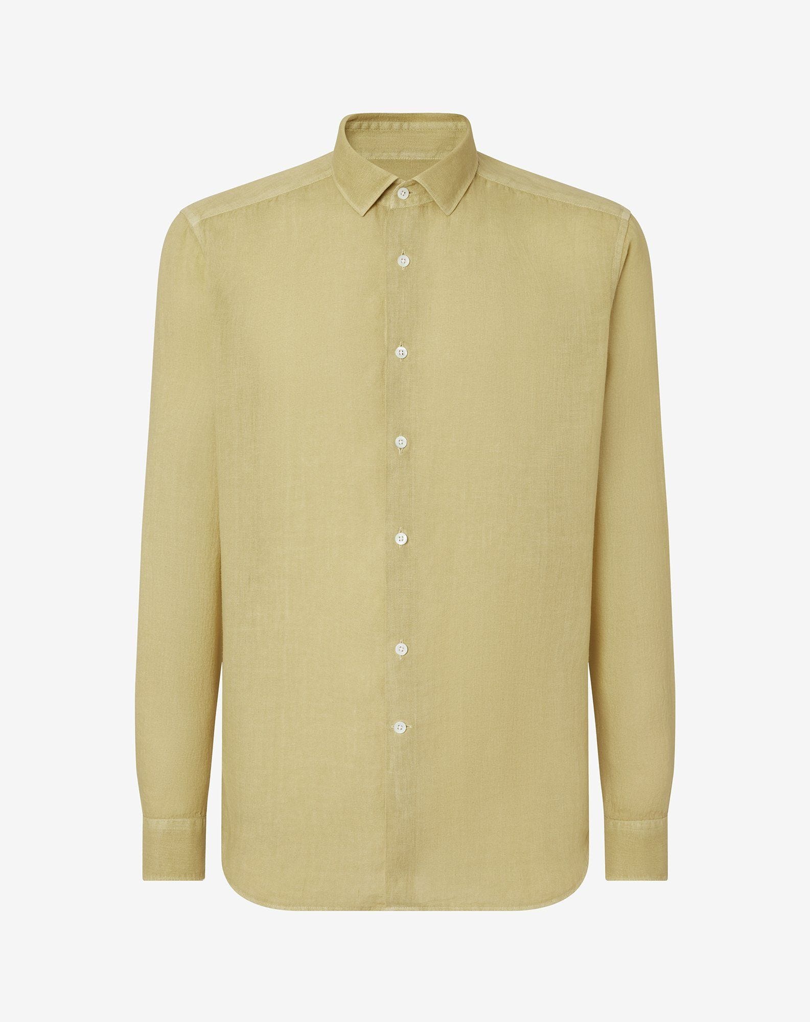 Shirt Gialla In Puro Lino