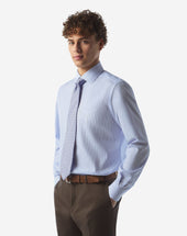 Shirt Con Bacchetta Bianca E Azzurra In Cotone