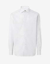 Shirt Bianca Con Riga Blu In Cotone