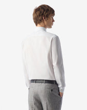 Shirt Bianca Con Riga Blu In Cotone