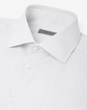 Shirt Bianca Con Riga Blu In Cotone