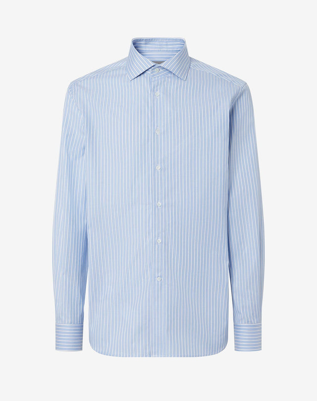 Shirt a righe bianche e azzurre in cotone