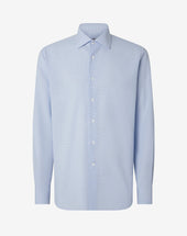 Shirt Con Microcheck Azzurro In Ice Cotton