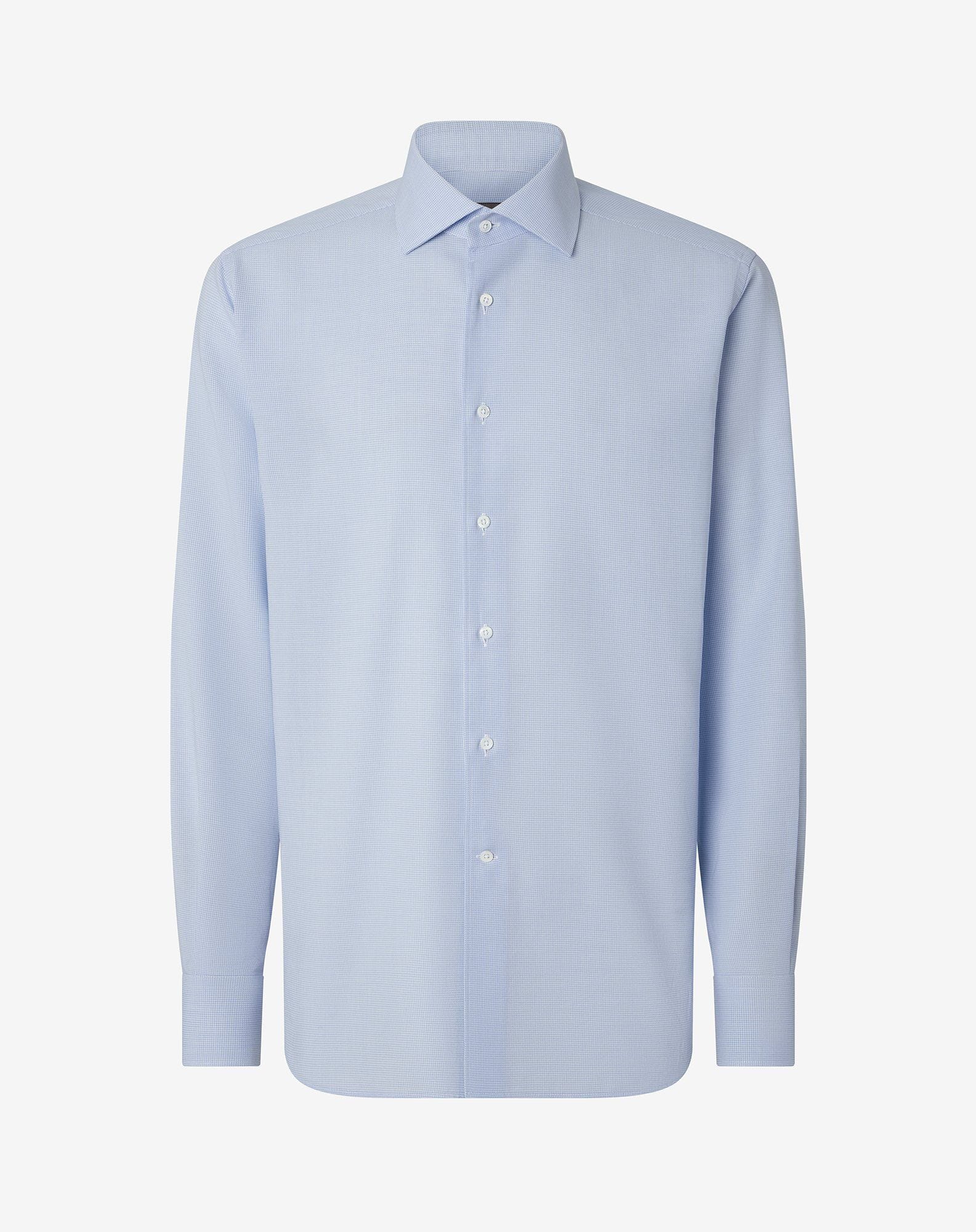 Shirt con microcheck azzurro in Ice Cotton