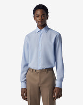 Shirt Con Microcheck Azzurro In Ice Cotton