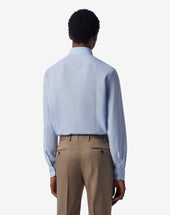 Shirt Con Microcheck Azzurro In Ice Cotton